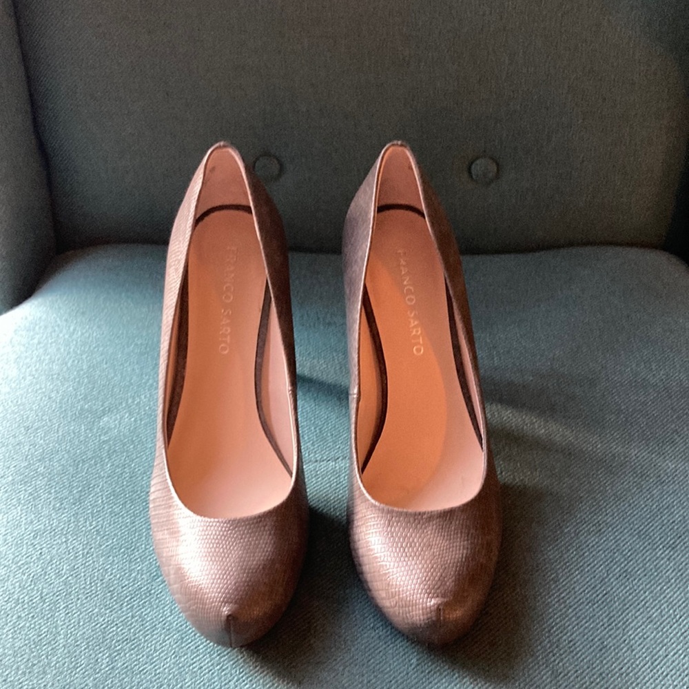 Charcoal Grey Faux Skin Heels - Franco Sarto - Size 8